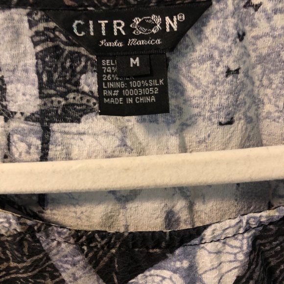 Citron artsy viscose silk asymmetrical popover blouse - Picture 3 of 3